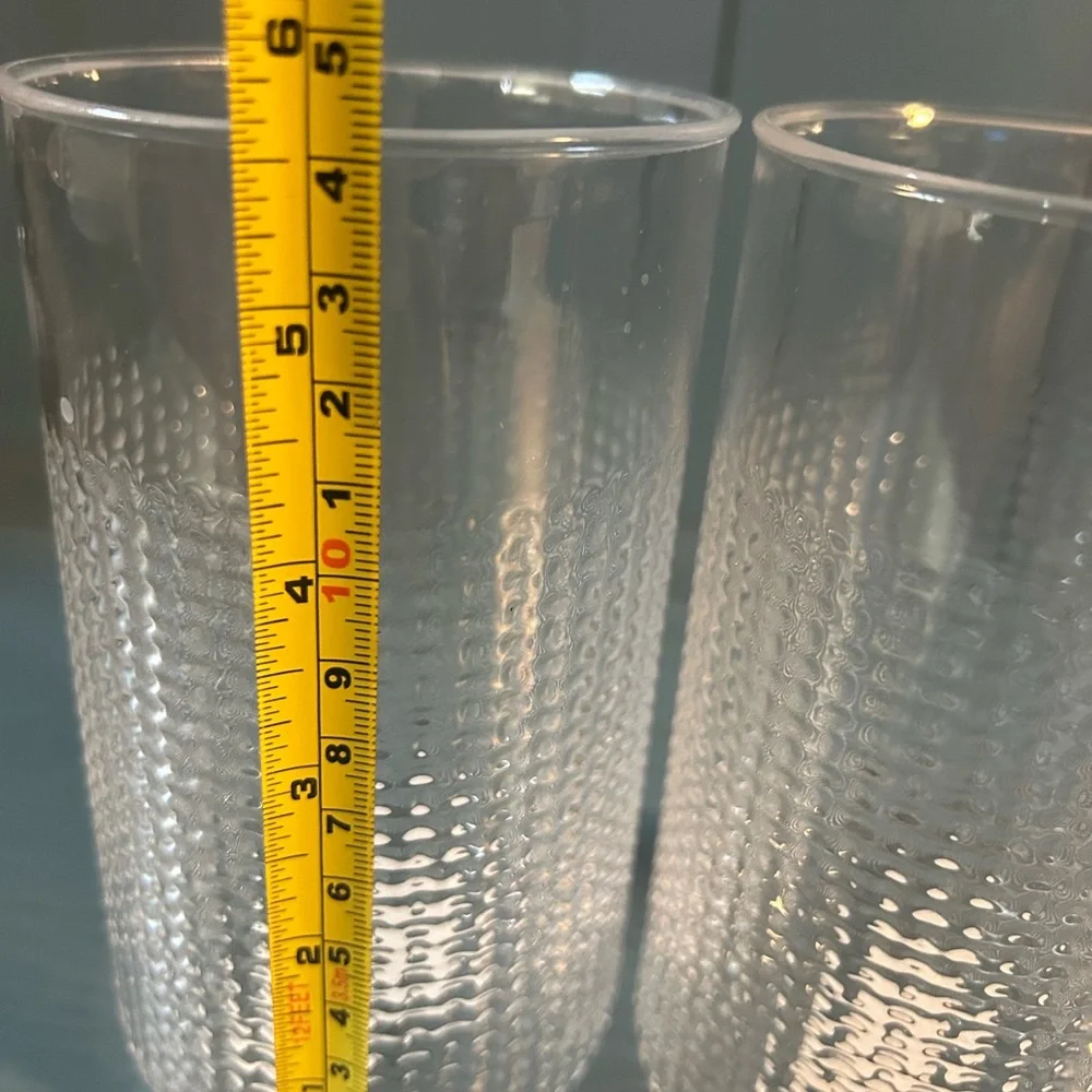 NWT Crate & Barrel Liv Acrylic Textured Highball Glasses | 491-563